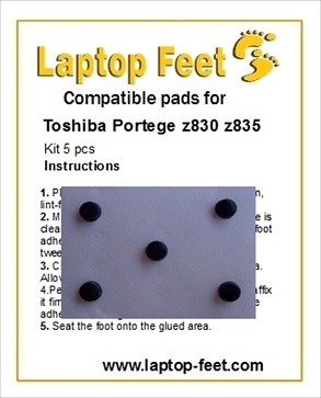 Laptop Feet for Toshiba PORTEGE Z830/Z835/Z930/Z935 comp.set 5p self adh.  3M 